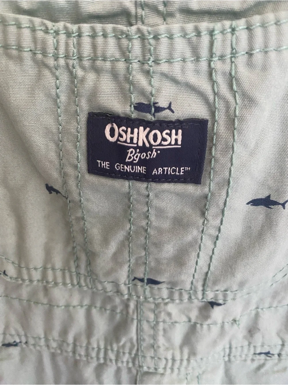 OshKosh B'gosh Mint Green Shark Print Shortalls
